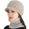 Fashionable and Versatile Wool Peaked Hat with Velvet Ear Protection  Mother's Hat  Cold Proof Knitted Hat