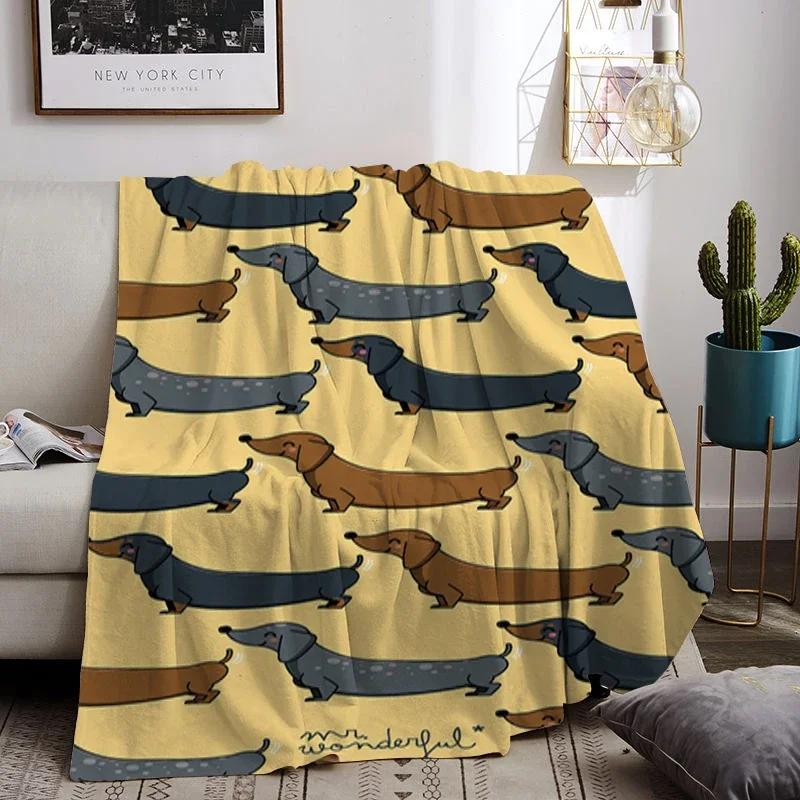 Sausage Dogs Warm Winter Blankets for Decorative Sofa Corgi Animals Blanket Double Beds Dachshund Bedspread On the Bed Knee Nap