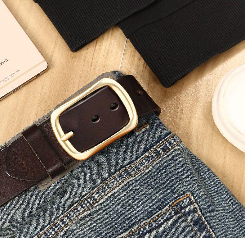 Paul Genuine Leather Men's Belt - Pin Buckle Casual Waistband for Middle-Aged and Young Business, Versatile and Fashionable.