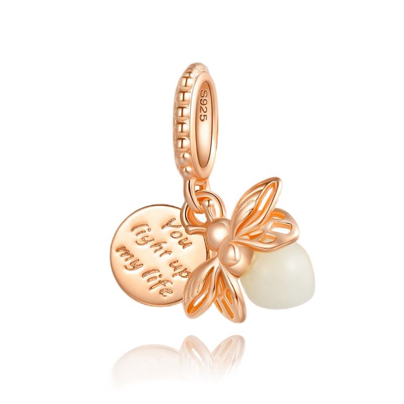 925 Sterling Silver Glow Firefly Butterfly Charms Fit Módní Originální náramky Dragonfly Bee Hmyz korálky Vlastní výroba šperků
