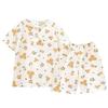 Children's Cloud Pattern Summer Pajama Set, Short Sleeve & Pants for Boys and Girls, Baby Loungewear, Air Conditioning Sleepwear
