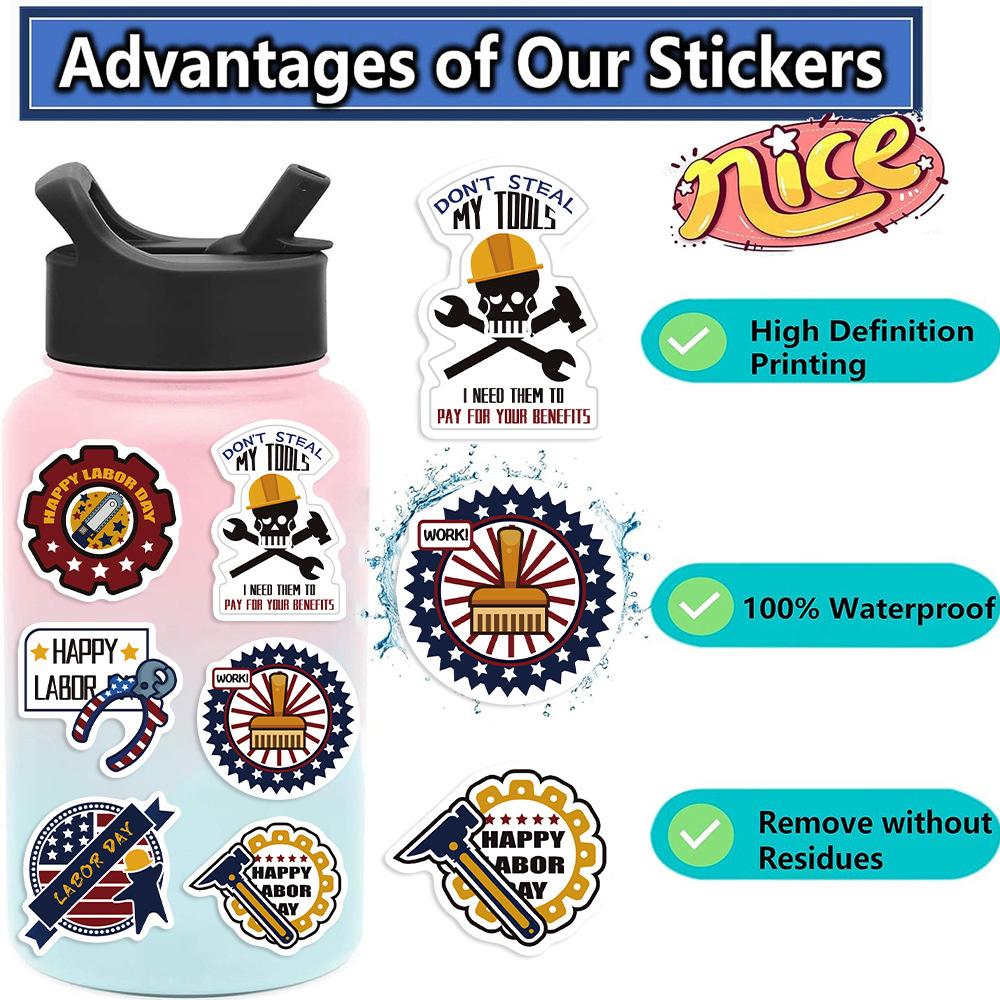 50 Cartoon Amerikanischer Tag der Arbeit Graffiti Aufkleber Dekorieren Gitarre Notizbuch Koffer DIY