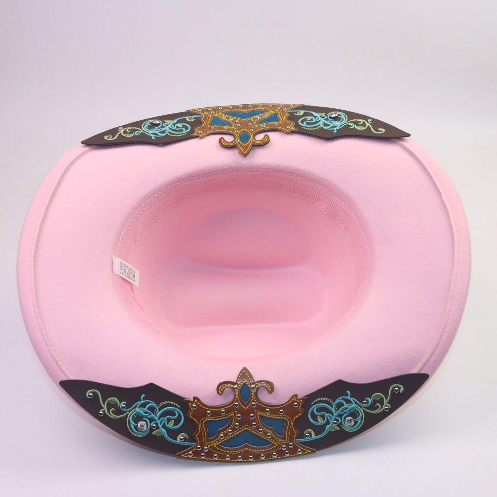 Wide Brim Western Cowboy Hat Turquoise Decor Western Cowgirl Hat Stage Performance