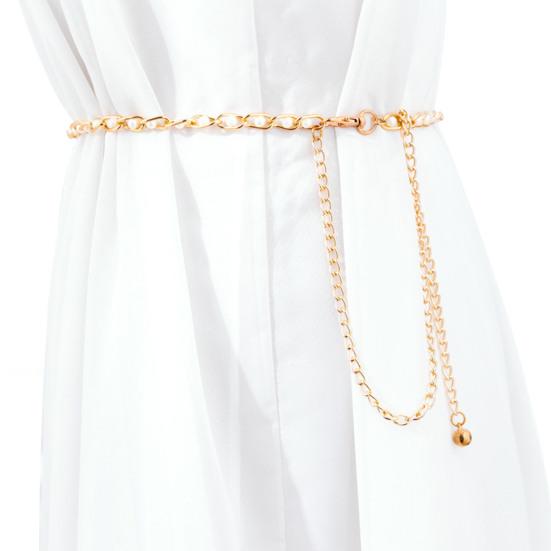 Kleidergürtel mit bunten Perlen für Frauen und Mädchen, Bohemian-Mode, Metallhaken, Taillenkette, Gürtel, Körperkette, Party-Accessoire