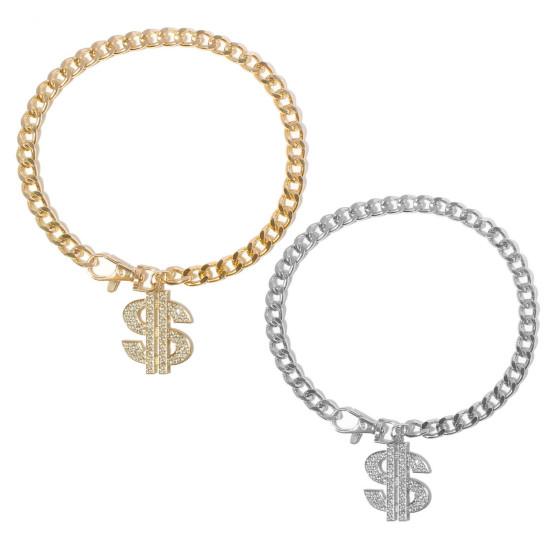 Náhrdelník pro mazlíčky s dolarovým přívěskem Dekorativní límec s řetízkem na krk módních psů proti vyblednutí