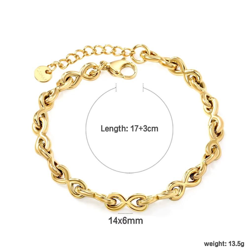 Stainless Steel Bracelet Metal Thick Chain 18K Gold Plated Bracelet Jewelry