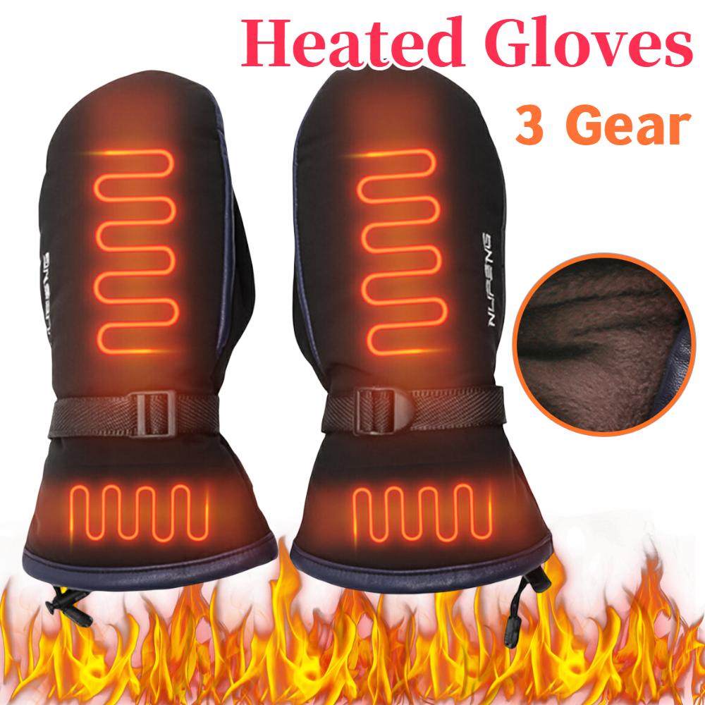 Electric Heating Gloves USB Charging Waterproof Motorcycle Gloves Winter Thermal Gloves Cold-Proof for Climbing Hiking Cycling