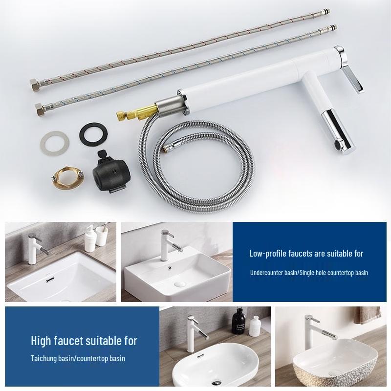 TLXT Black Deck-Mounted Pull-Out Basin Faucet