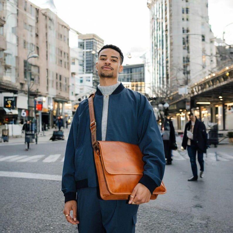 Top Grain Leather Travel Laptop Bag - Briefcase Satchel Portfolio Notebook Tablet Messenger Bag for Men & Women Gift for Him