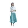 2025 Spring/Summer Women's Ethnic Retro Cotton Linen Embroidered Midi Skirt - Elastic Waist