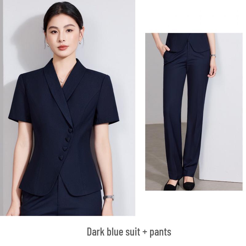 Elegant Women's Summer Suit: Professional Two-Piece Skirt Set for Salon Work