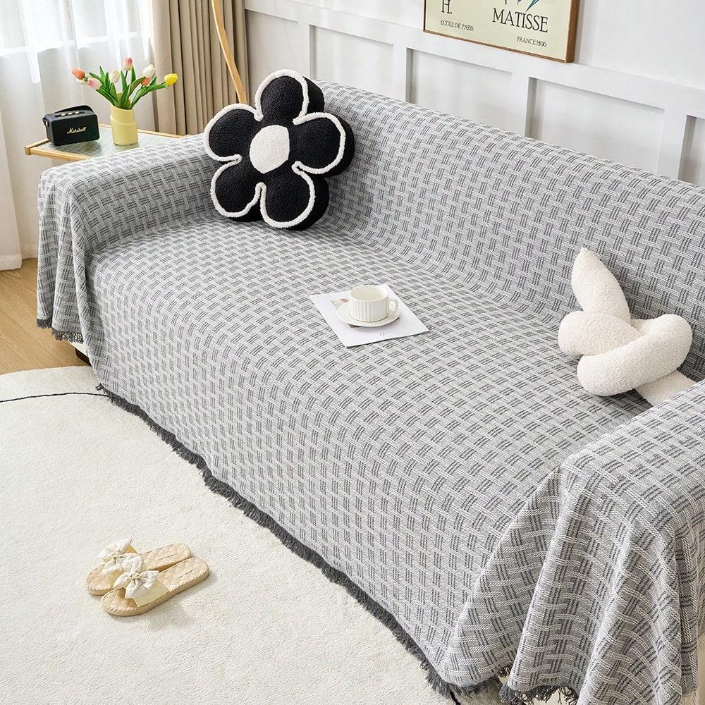1PC Cotton Blend Woven Sofa Cover for Loveseat Recliner Sofa Bed Washable Thick Breathable Fabric Living Room Bedroom