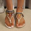 Summer 2026 Fashion Women Flats Rhinestone Plus Size Shoes for Women 36-43 Platform Elastic Band Sandals Beach Shoes