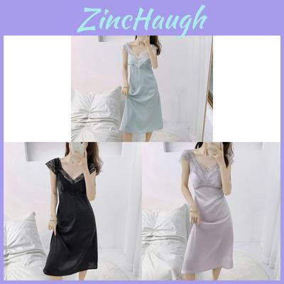 Ice Silk Slip Dress For Women With Vneck And Padding For Sleep And Lounge