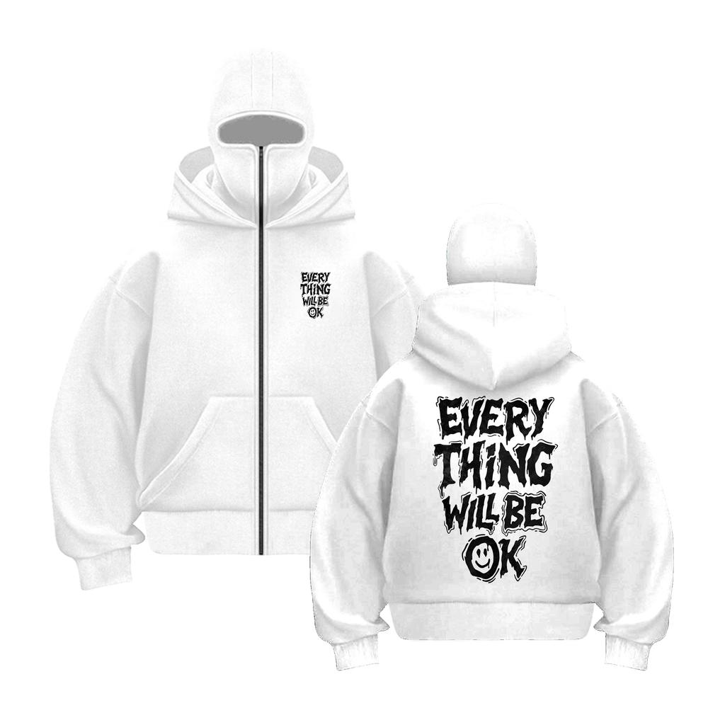 Alphabet Loose Breathable Zipper Hooded Sweatshirt Loose Men's  Harajuku Ins Casual Style Top