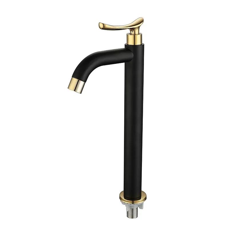Bathroom Basin Faucet Single 304 Stainless Steel Cold Water Bathroom Sink Faucets Black and Gold  Single Handle Washbasin Tap