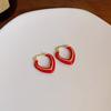 Simple Fashion Blue Red Green Brown Color Heart Metallic Earrings For Women  New Korean Style Brincos Jewelry Wholesale