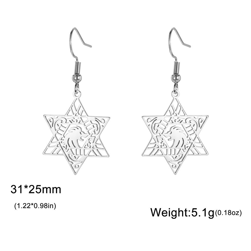 Dawapara Star of David Earrings Drop Dangle Hoop Earrings for Women Je Jewelry Hanukkah Gift Stainless Steel