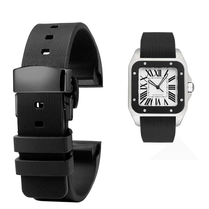 

Класичний 20 23 мм ремінець для годинника Cartier Santos Sandoz Santos 100 Series Силіконовий ремінець для годинника Гумовий для чоловіків і жінок Аксесуари для годинників 23mm