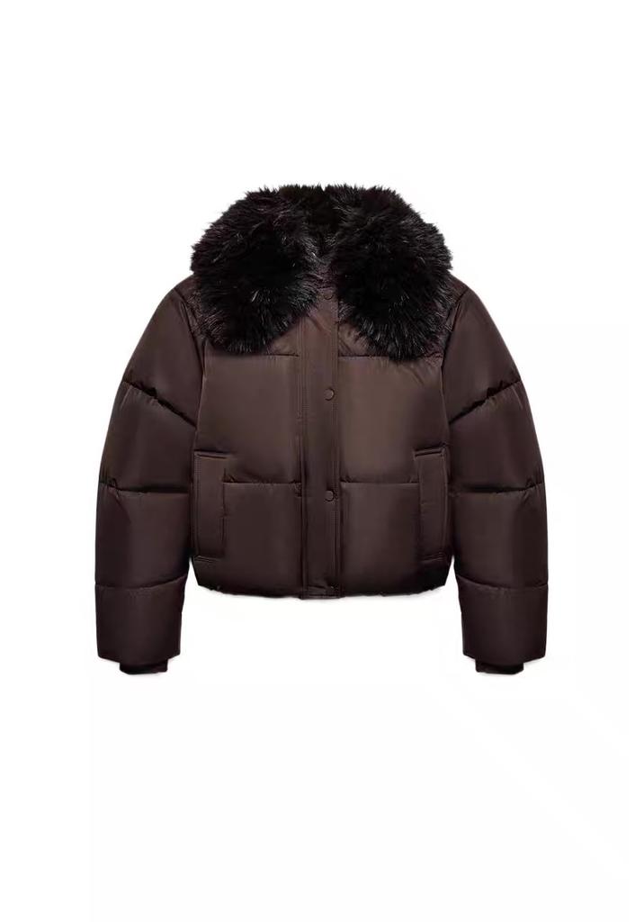 European and American special selection, women's clothing, flip-neck quilted bomber jacket