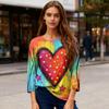 Women's Valentine's Day Print Fashion Casual 3/4 Sleeve Round Neck Top