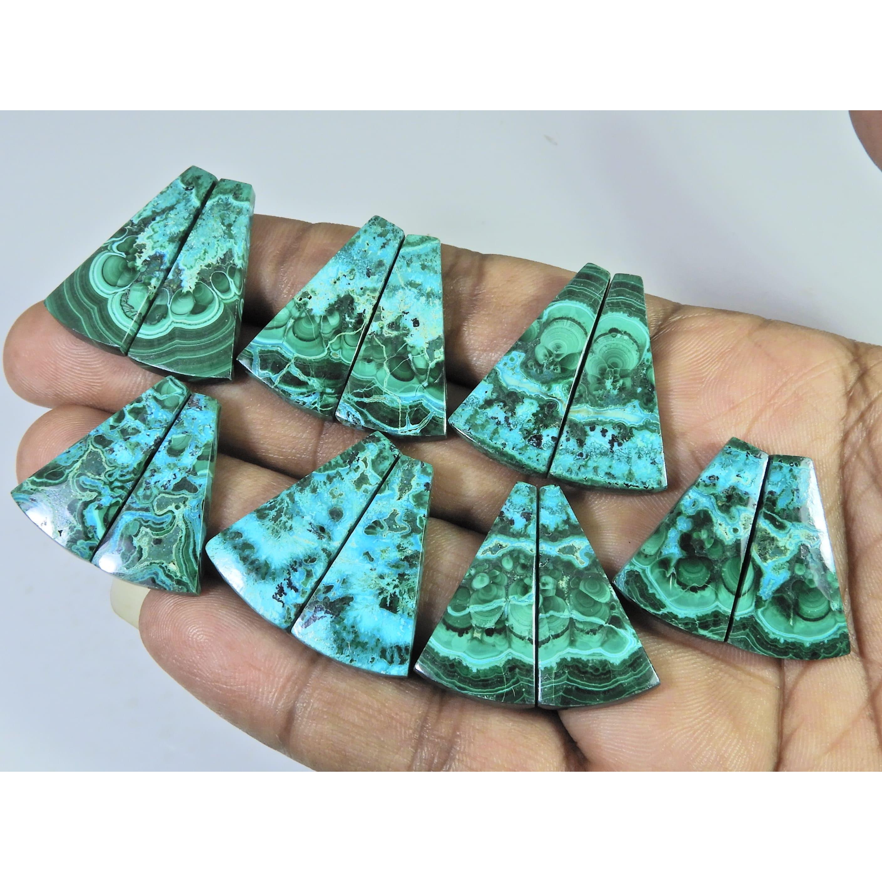 210Cts.Natural Chrysocolla Malachite Fancy Cabachon Loose Gemstone 07Pcs Lot C-2811