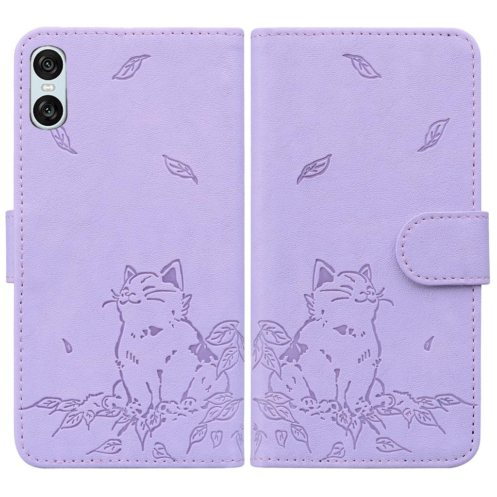 For Sony Xperia 10 VI Case Wallet Cat Pattern Imprinted Leather Phone Cover
