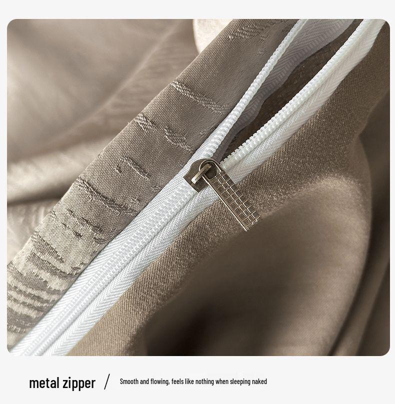 G5Z7 Antibacterial Anti-Mite Jacquard 4-Piece Bedding Set: Bed Sheet, Duvet Cover, Fitted Sheet for All Seasons.