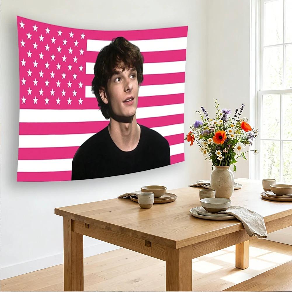 Mike Pink Flag Tapestry Retro Portrait Print Polyester Wall Hanging Viral Meme Themed Home Decor for Bedroom  Dorm