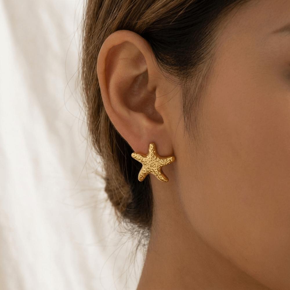 Starfish Starfish Earrings Textured Seashell Dangle Earrings C-Shape Earrings Set  Lady/Gifts