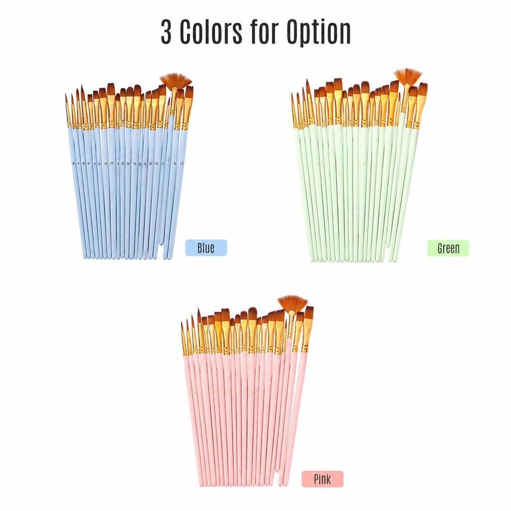 20pcs Draw Paint Brushes Set Kit Artist Paintbrush Multiple Mediums Brushes with Nylon Hair for Artist Acrylic Aquarelle Watercolor Gouache Oil Face