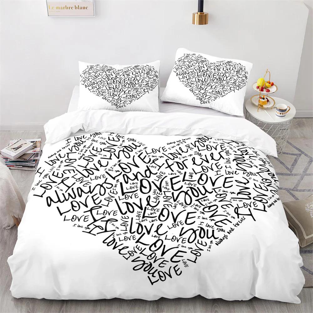 Valentine'S Day King Queen Duvet Cover Angel Cupid Bedding Set For Teens Adults Romantic Couple 2/3 Pcs Polyester Quilt Cover