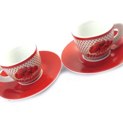 [M6364] – Schachtel mit 2 hausgemachten Kaffeetassen „Terroir Français“ – 5x6 cm
