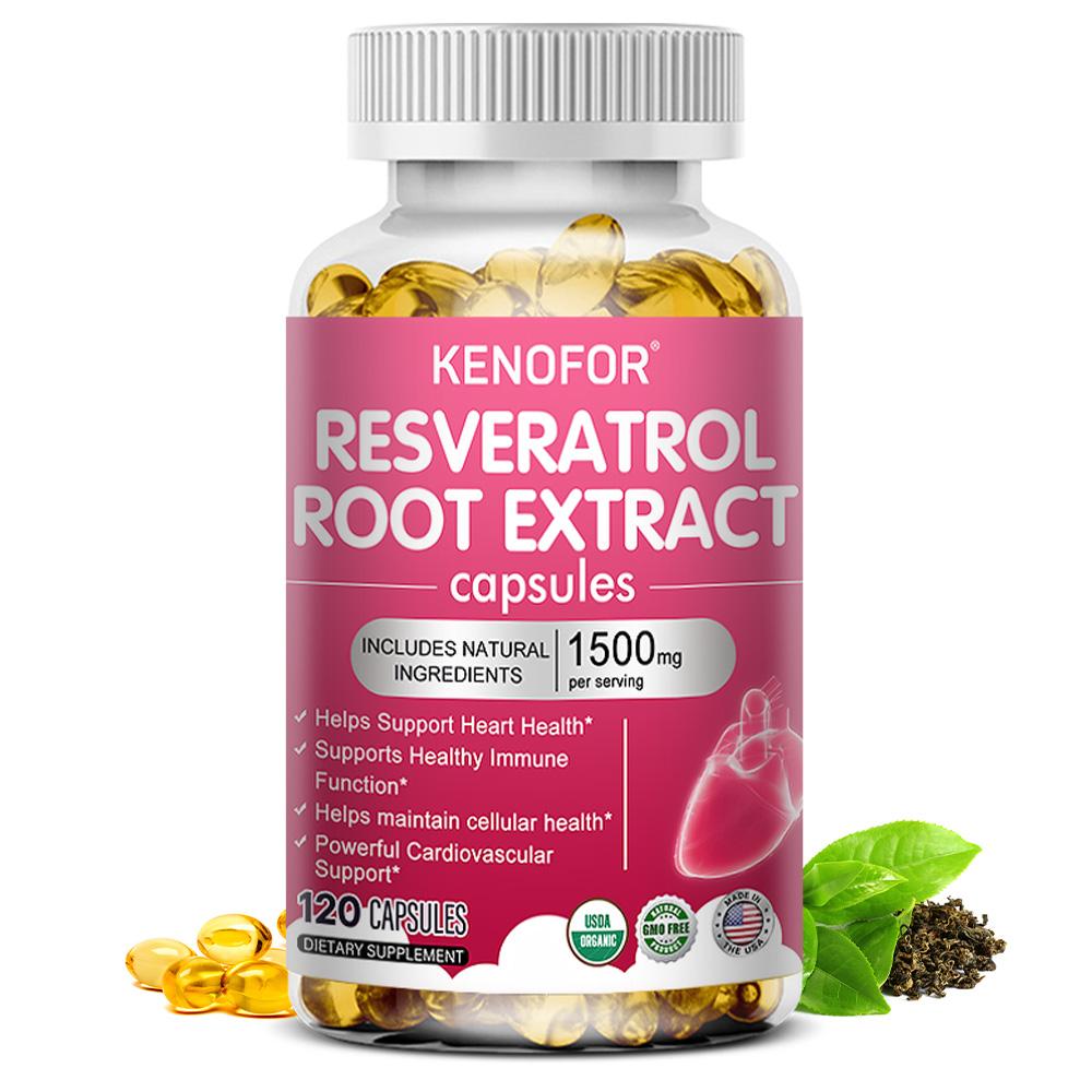 Resveratrol Root Extract 1500mg Premium Cardiovascular & Immune Support, 120 Dietary Supplement Softgels 120PCS