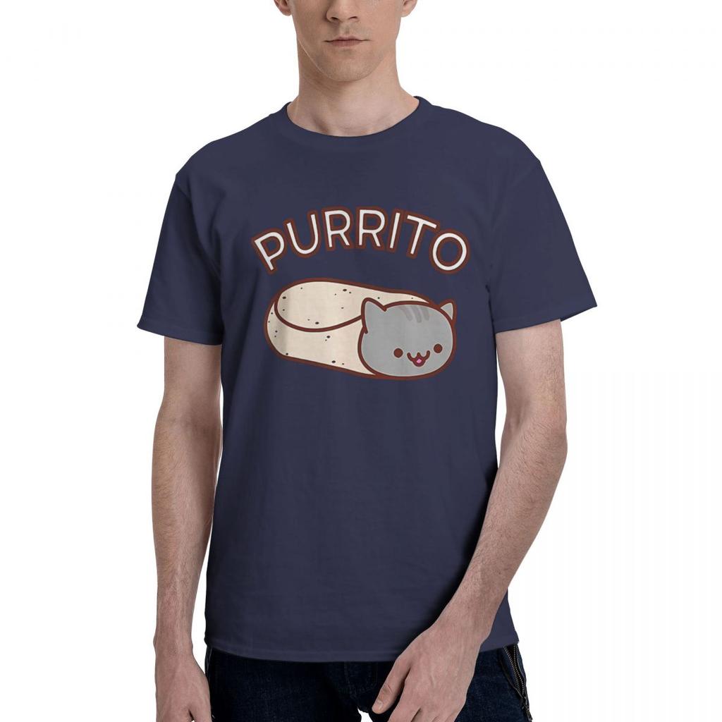 Kawaii Purrito Cat Funny Cool Premium 100 Cotton Casual Breathable Confortable Summer High End Mens Clothing Clothes Men