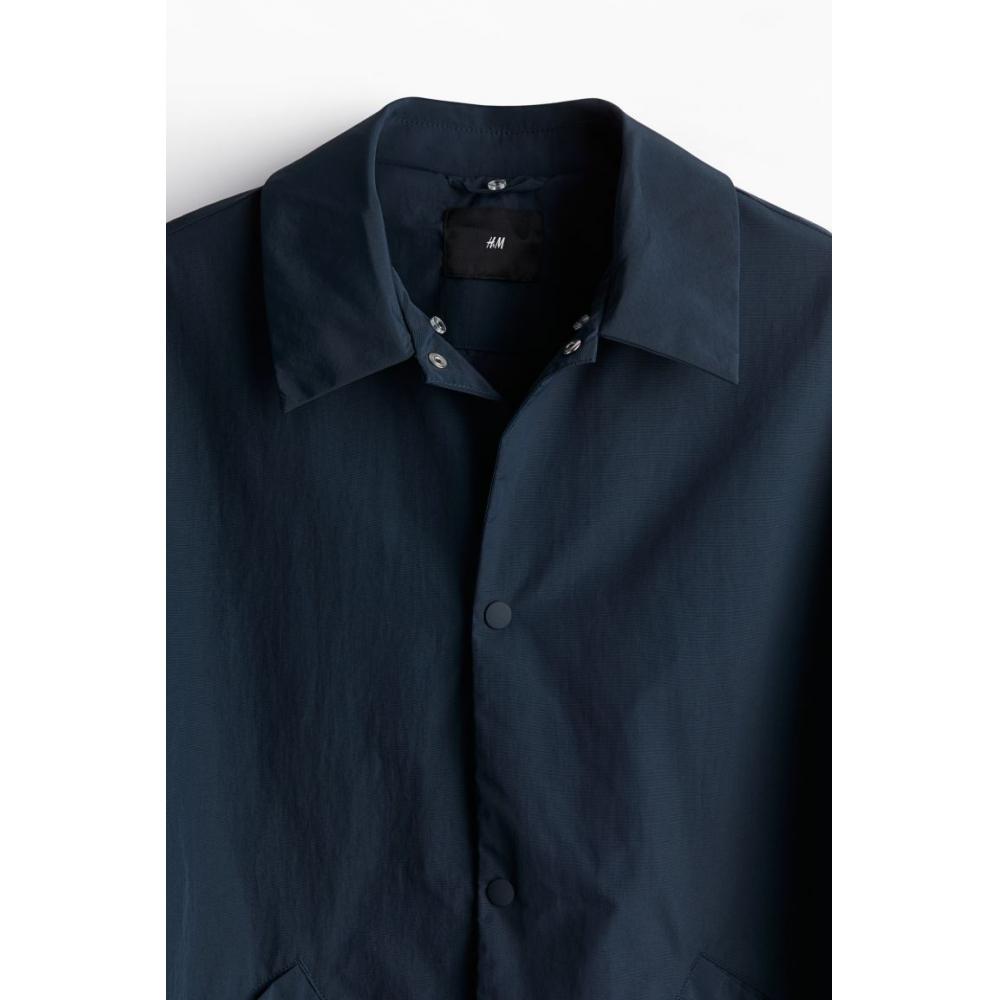 H M Loose Fit Nylon oversHirt Dark Blue Stripe