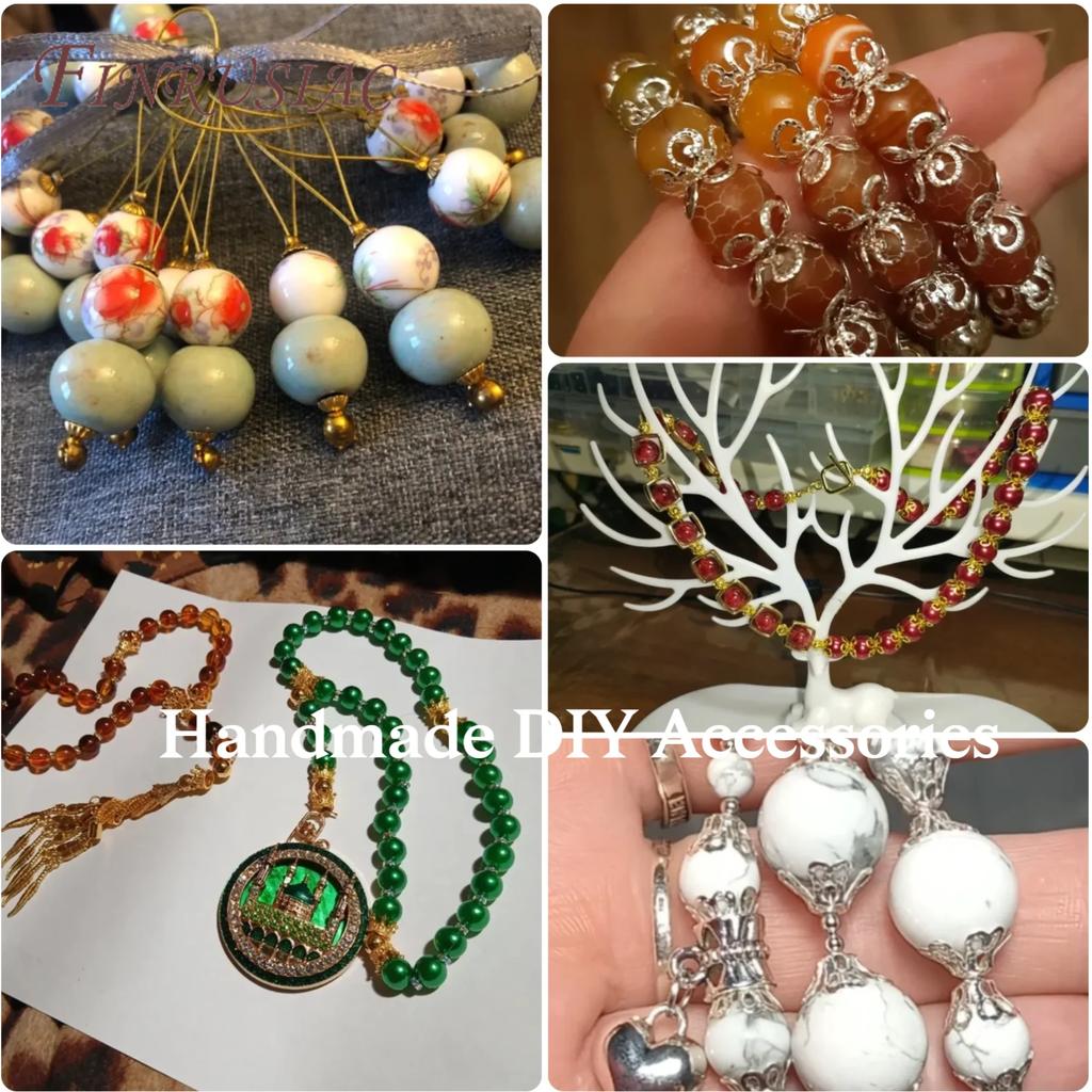 Multiple Styles 18K Gold Plated Beads Caps For Jewelry Making,Brass Flowers Caps For Bracelets DIY Accessories,Tassel End Cap