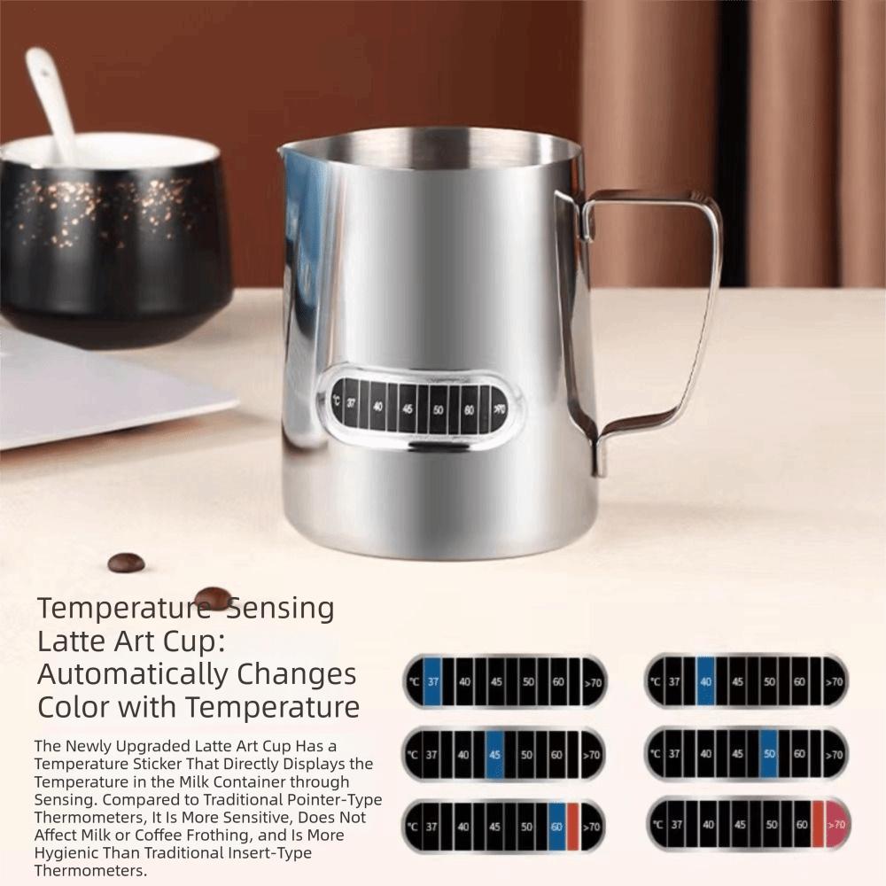 Temperature Sensing Latte Art Cup Accurate Scale Milk Frother Jug Latte Art Jug  Barista Use