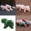 Elefante Exquisito Esculpido à Mão Pedra Natural Jaspe Turquesa Malaquita Cristal de Quartzo Ornamento Para Elegância Atemporal