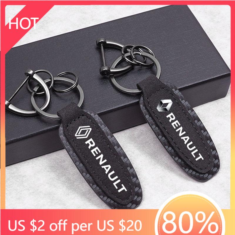 For Renault 2026 New Hub Caps 1Pcs Suede Leather Keychain Car Key Ring Accessories For Renault Clio Koleos Megane Espace QM6 Kad