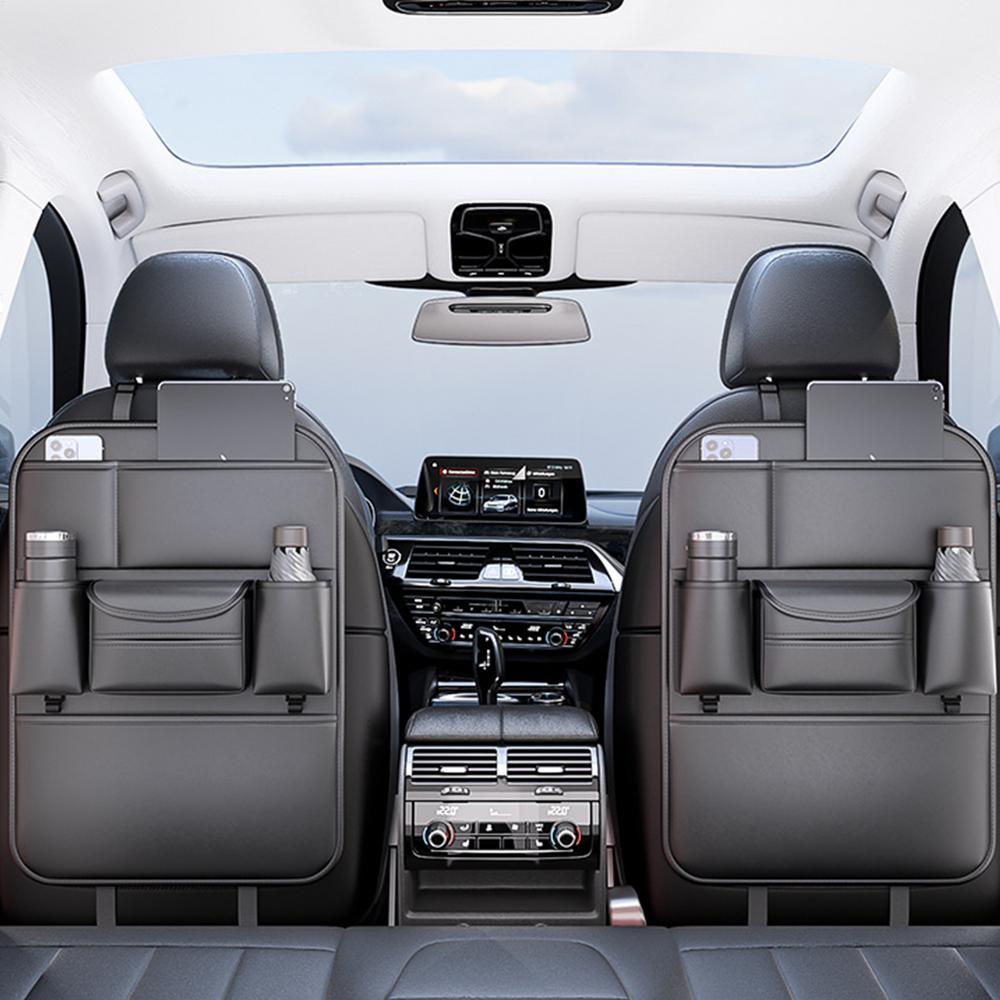 Back Seat Organizer Backseat Organizer Car Accessories Leather Protector Cup Holder Tissue Holder Storage Pockets Kick Mat For