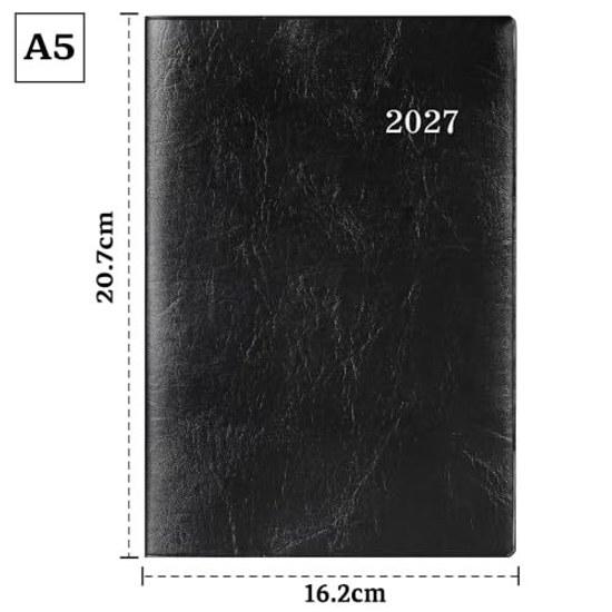 2027 Planner A5 Weekly Diary Monthly Block PVC Cover Black (Starts December 2026)