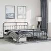 Vidaxl Metal Bed Frame with Headboard and Footboard, Black, 183X213Cm