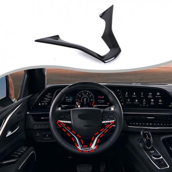 Glossy Piano Black ABS Steering Wheel V-Frame Trim For Cadillac Escalade -23