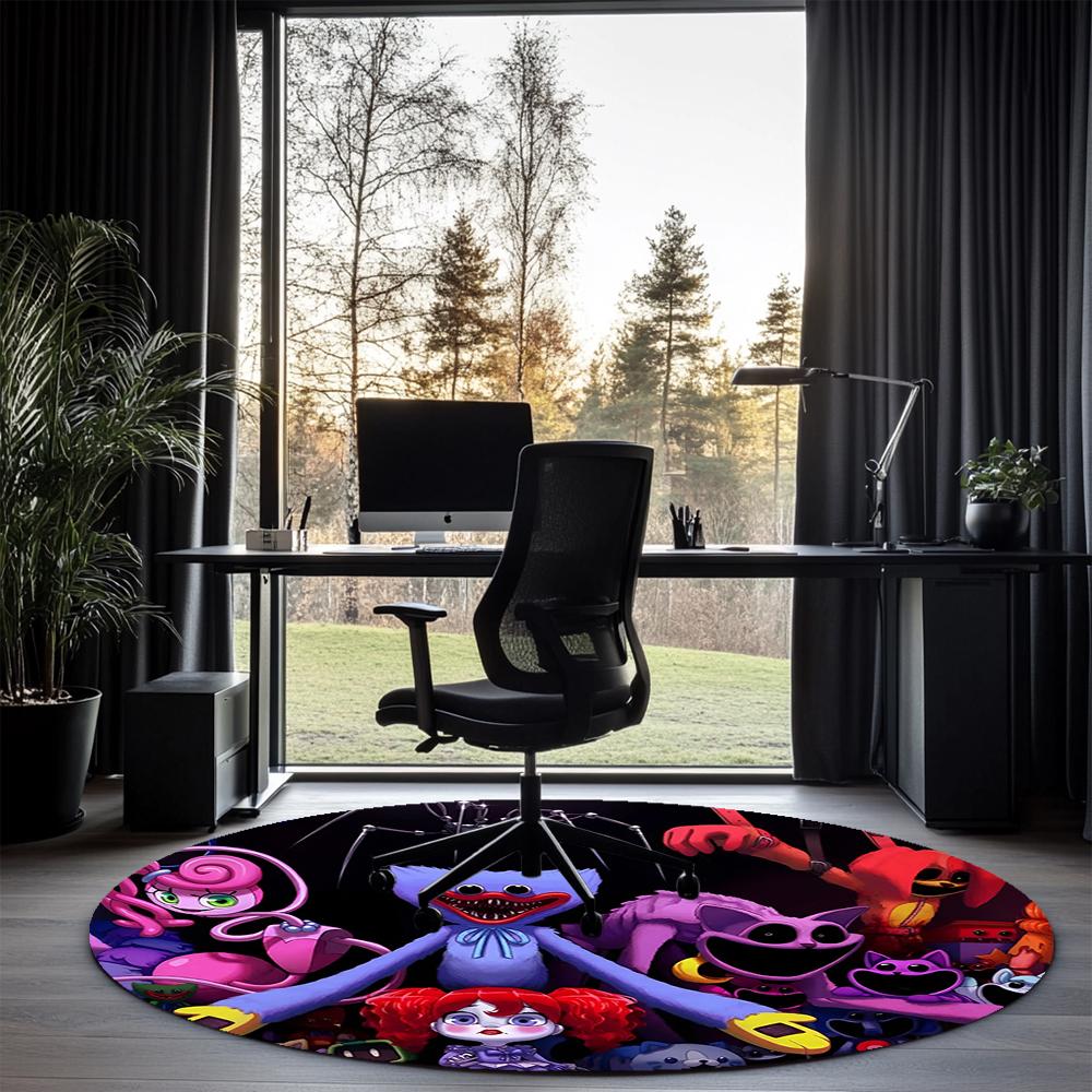 Huggy Wuggy Printed Round Rug Carpet Chair Rug Area Rug Entryway Doormats,for Office Chair Living Room Bedroom Kitchen Room.