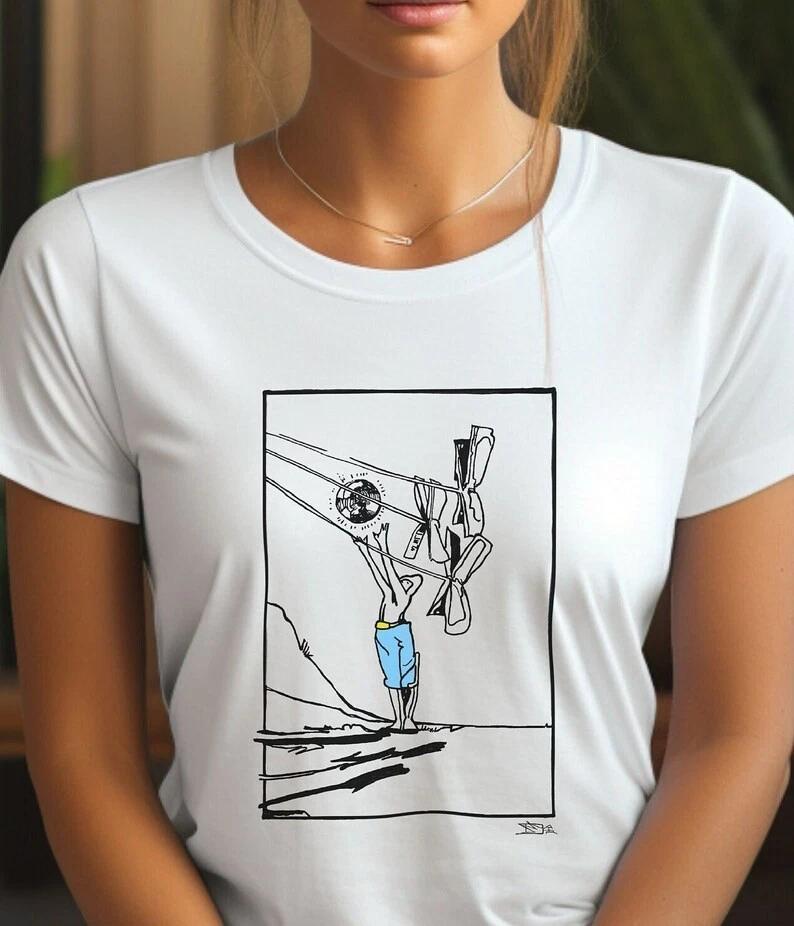 Catch the world t-shirt, whimsical, hand drawn graphic art, original illustratio XS