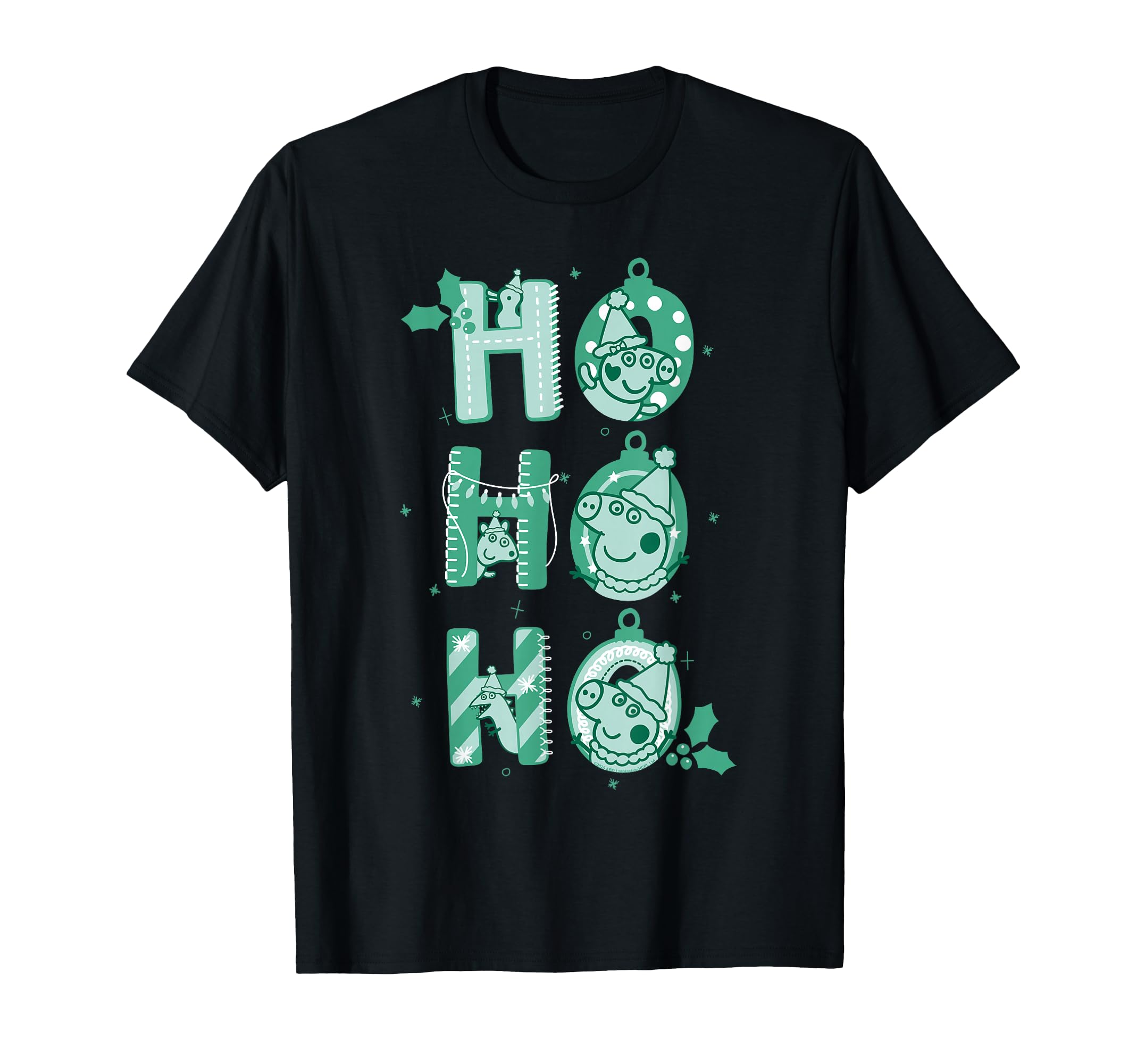 Peppa Pig Christmas Ho Ho Ho Monochromatic Portraits T-shirt