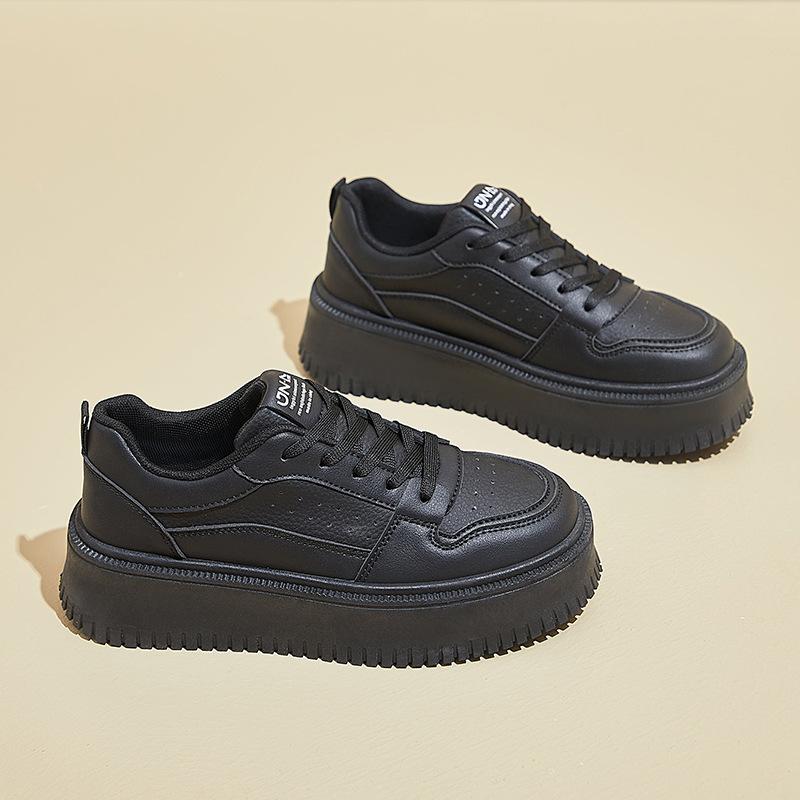 

Женские повседневные кроссовки на толстой платформе, нескользящие кроссовки из искусственной кожи для ходьбы, удобные кроссовки на шнуровке, дышащие рабочие теннисные кроссовки для женщин 38