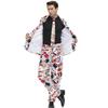 Halloween retro disco hip hop style men's print suit quality male host stage wear