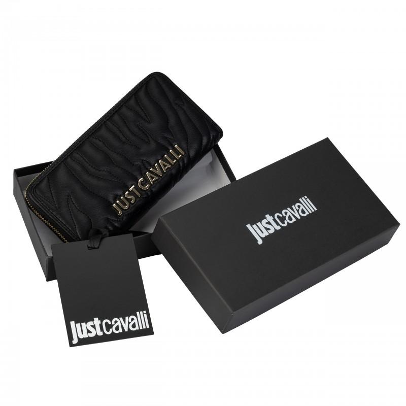 Just cavalli branded women's wallet, spacious, black